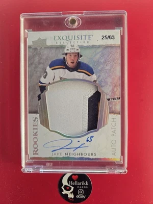 2021-22 Jake Neighbours Exquisite /63 Rookie Auto Patch #EC-JN St. Louis RC UD - Image 1 of 2