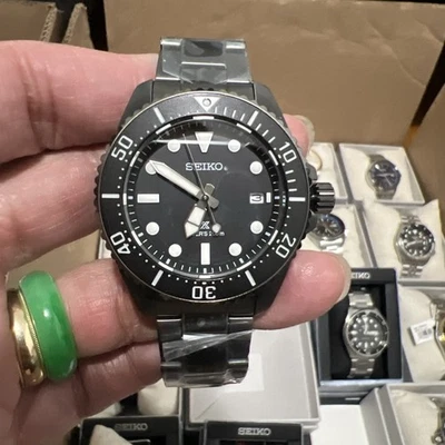 Seiko Prospex Diver’s Black Dial👍 Solar Stainless Steel Men’s Watch SNE599-Gift - Image 1 of 4