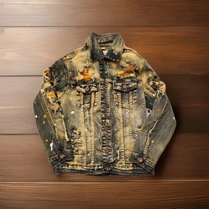 Denim Child’s Jean Jacket-Evolution in Design-Size M Denim Distressed & Ripped - Picture 1 of 7