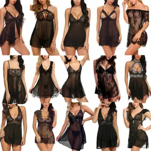 Sexy-Lingerie-Sleepwear-Lace-Women-G-string-Dress-Underwear-Babydoll-Nightwear - Picture 1 of 231