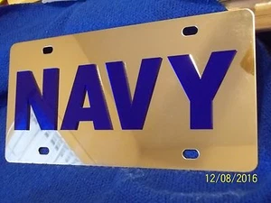 3D MIRRORED & BLUE LETTERS NAVY LICENSE PLATE LOOK BUY IT NOW - Bild 1 von 1