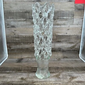 Vintage Clear Web Vase Large MCM - Picture 1 of 18