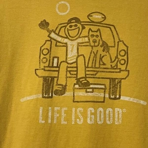Life is Good men's size S gold football themed short sleeve crew neck t shirt - Picture 1 of 10