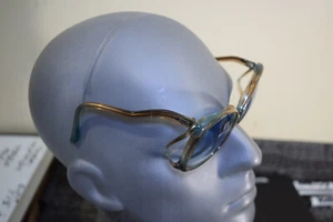 Vintage 60s GIVENCHY France Brown Blue Swoop Butterfly Parisian Oversize Glasses - Bild 1 von 18