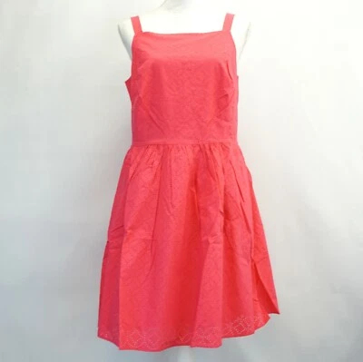 Maison Jules Womens Dress Laser Cut Fit Flare Dress Pink Berry Sorbet L $79 - Image 1 of 4