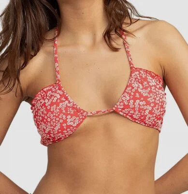 Roxy Para Mujer Junior Rojo Margarita Bandeau Halter Bikini Top Traje de Baño Talla XXL Foto 1 de 3