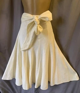 Autograph M&S Lemon Yellow Linen Cotton Belted Size 8 Pannelled Flare Midi Skirt - Picture 1 of 17