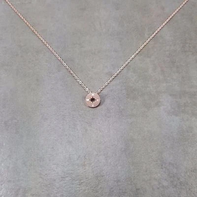 Compass ROSE GOLD Necklace Navigation Circle Traveler Dainty Good Luck Direction - Image 1 of 4
