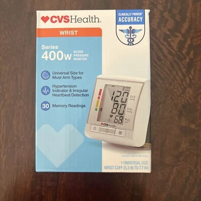 CVS HEALTH WRIST SERIES 400 w BLOOD PRESSURE MONITOR UNIVERSAL SIZE -Open Box- - Image 1 of 4