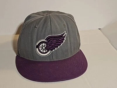 Detroit Red Wings NHL Zephyr Fit Hat Cap Officially Licensed 7 1/4 Purple & Gray - Image 1 of 4
