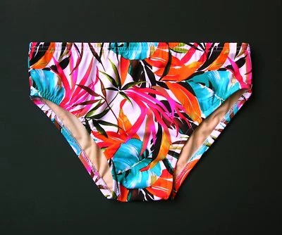 MENS Swim Brief Swimsuit in Regular or Low Rise in White Fiji Floral Print - Image 1 of 4