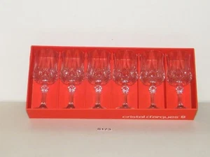 NIB 6 Cristal D'Aques Longchamp Crystal 25CL Wine Water Goblet Glass - Picture 1 of 5