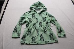 Shein Girl's Bear Print Hooded Zip Up Thermal Lined Coat CA4 Green Sizze 11-12Y - Picture 1 of 4