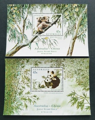 1995 Australia Koala Joint Issue China Panda Miniature Sheets MS (pair) - Image 1 of 2