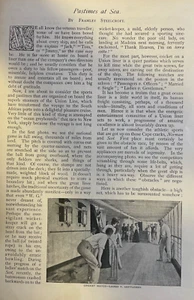 1896 Pastimes at Sea Ocean Travel Cricket Obstacle Race Tug of War illustrated - Picture 1 of 5