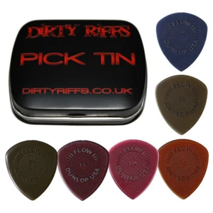 6 x púas de guitarra estándar Dunlop Flow / púas - 1 de cada tamaño en una lata de selección - Imagen 1 de 1