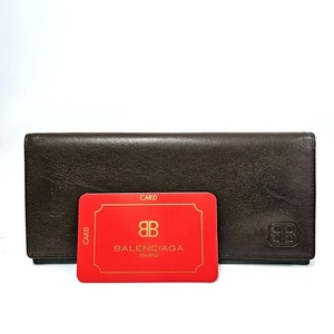 BALENCIAGA BB Men's Brown Chocolate Leather Bifold Long Wallet Vintage Authentic - Picture 1 of 18
