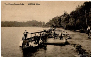 CARTOLINA Sentiero di traino a Summit Lake Akron Ohio vecchia vintage 0657 - Foto 1 di 2