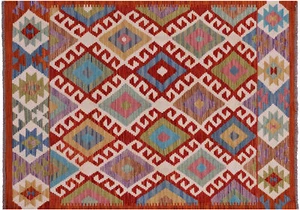 Alfombra Kilim Tejido Plano Reversible Lana Sobre Lana 3' 6" X 4' 10" - Q17939 - Imagen 1 de 6