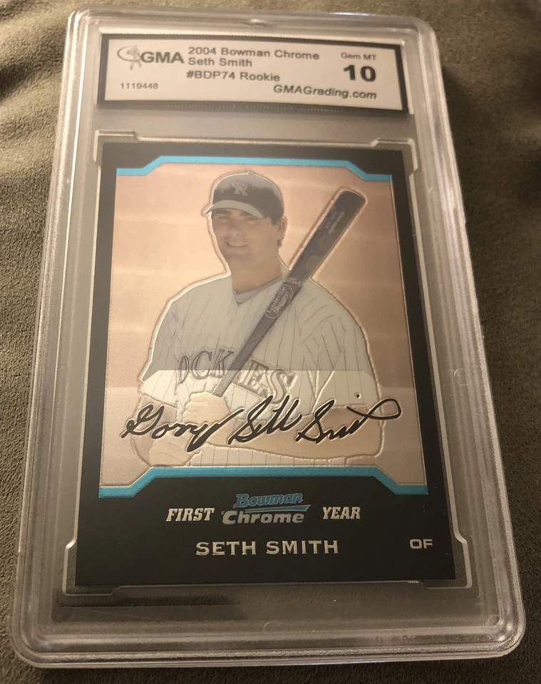 2004 年 Bowman Chrome Seth Smith 新秀 #BDP74 Rockies 评级 GMA Gem MT 10 — 第 1/2 张图片