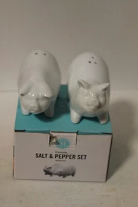 Martha Stewart Keramik weißes Schwein Salz und Pfeffer Set neu in offener Box - Bild 1 von 6