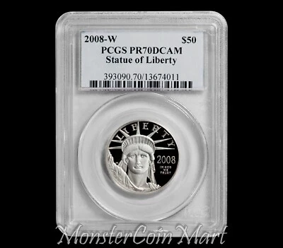 2008-W $50 Platinum Statue of Liberty PCGS PR70DCAM -Very tough coin in 70 grade - Image 1 of 2