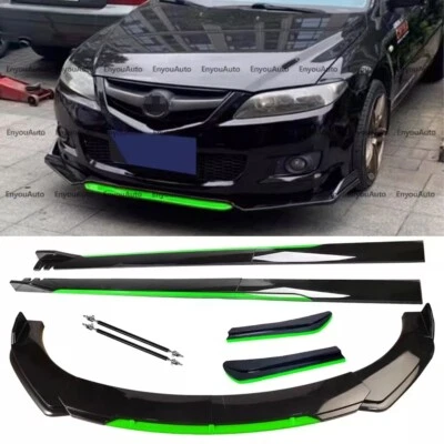 Front Bumper Lip 86" Side Skirt Rear Bumper Lip Black Green For Mazda 2 3 6 Foto 1 de 4