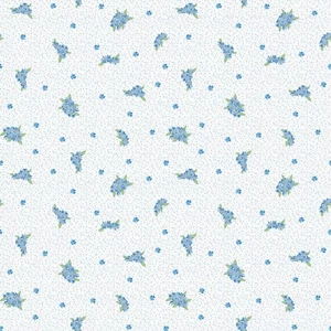 Floral azul, pequeños puntos azules, tela blanca. Sunny Skies, Riley Blake C14636-BLANCO - Imagen 1 de 1