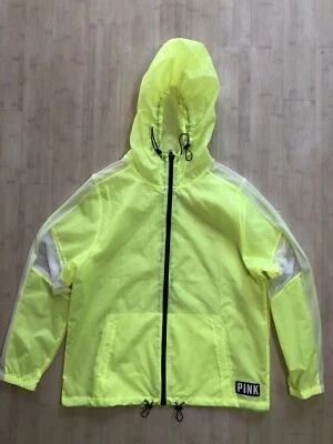 FLAWS PINK Victoria Secrets Mujer Embalable Neón Cortavientos Lluvia Con Capucha XS Foto 1 de 4