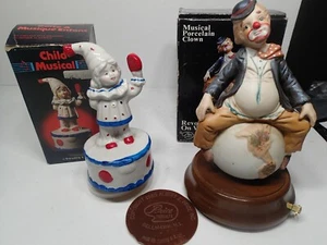 2 total Vintage 80's music boxes Price Clown 1980 and Action Child 1986 W/ boxes - Picture 1 of 5