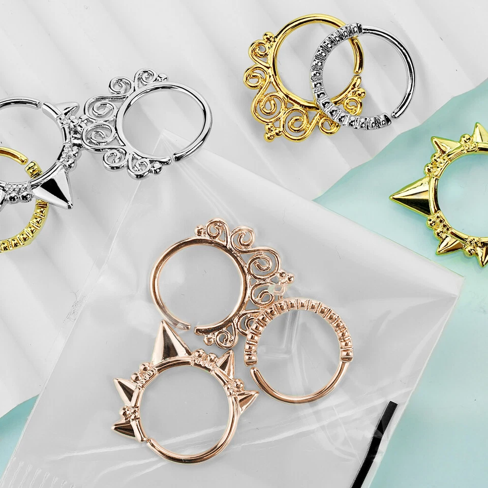 Paquete de 3 piezas aro de cartílago de oreja flexible tabique nariz daith + retenedor gratuito 16G  Foto 1 de 3