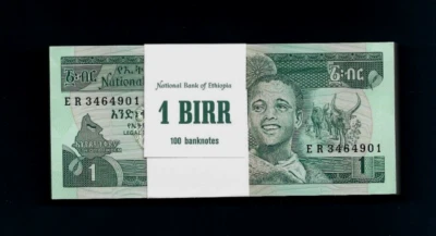 ETHIOPIA 1 BIRR P-41C 1969 1991 x 100 Pcs Lot BUNDLE BIRD COW DAM UNC MONEY NOTE - Image 1 of 4