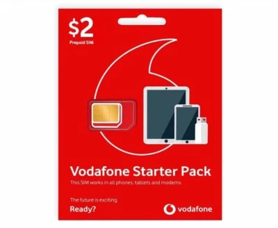 Vodafone $2 Prepaid Mobile SIM Card, Starter Pack, 4G 5G, Nano, Micro, Roaming - Image 1 of 2