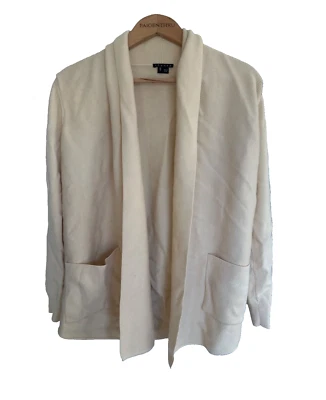 Theory Women's Wool Cream Open Cardigan Pockets Medium Lagenlook Minimalist - Image 1 of 4