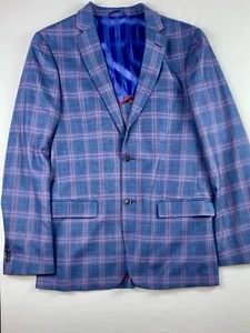BEN SHERMAN TAILORING MENS 40L JACKET BLAZER SPORT COAT CHECK PLAID STRETCH - Picture 1 of 18