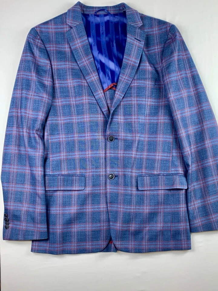 CHAQUETA BLAZER ABRIGO DEPORTIVO A CUADROS ELÁSTICO A CUADROS BEN SHERMAN SASTRERÍA PARA HOMBRE 40L Foto 1 de 4