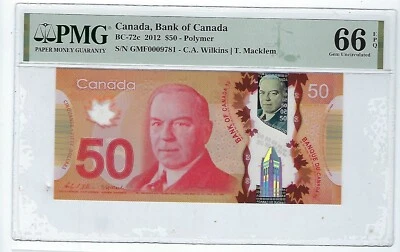Bank of Canada 2012 $50 BC-72c Low 4 digit # PMG 66 EPQ - Image 1 of 2