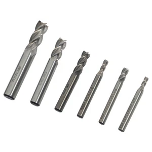 6PCS HSS End Mill Cutter CNC Shank Drill Bit 1/6" 1/4" 1/3" 2/5"1/2"1/135" USA - Picture 1 of 14