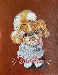 Pintura acrílica envuelta en galería Shih Tzu Dog, "Ethel Mae" 8"x10" - Imagen 1 de 4