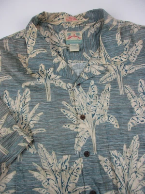 Mens XXL Reyn Spooner shirt hawaiian linen blue palm - Image 1 of 4