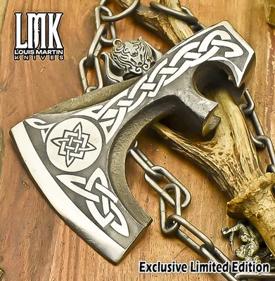 Cabezal de hacha de acero para herramienta D2 hecha a mano LMK Foto 1 de 4