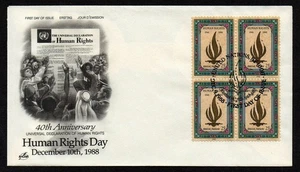 UNITED NATIONS NEW YORK, SCOTT # 544, ARTCRAFT FDC COVER - HUMAN RIGHTS DAY 1988 - Picture 1 of 1