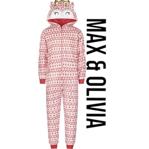 Max and Olivia Fair Isle Reindeer Union Suit Girls Size 10/12 - Picture 1 of 10