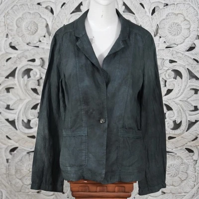 Caslon Gray 100% Linen Blazer Jacket Women’s Medium Hand Dyed Marbled Look - Image 1 of 4