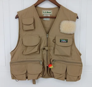 Vintage LL BEAN Tan Fly Fishing Vest Mens Size Small Pockets Outdoor - Picture 1 of 16