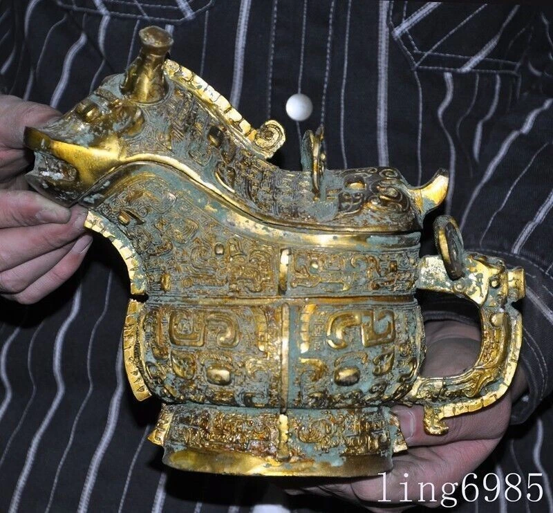 金色中国风青铜壶| eBay