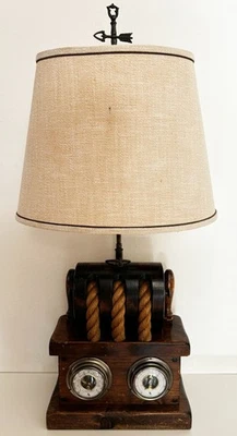 EXCELLENT VINTAGE MILFORD GUILD NAUTICAL LAMP WITH THERMOMETER AND WEATHER GAUGE - Image 1 of 4
