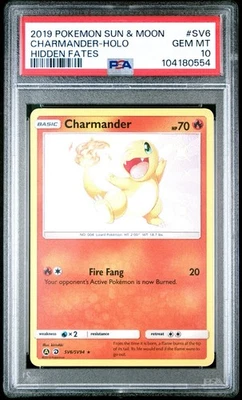 2019 POKEMON SUN & MOON HIDDEN FATES SV6 CHARMANDER HOLO PSA 10 GEM MINT SHINY - Image 1 of 2