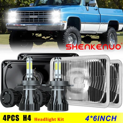 4PCS 4x6" LED Headlights for Chevrolet GMC C4500 C5500 Kodiak Topkick 2003-2009 — 第 1/4 张图片