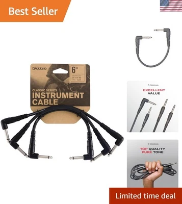 Cable de guitarra de ángulo recto D'Addario Classic Series - 0,5 pies, paquete de 3 para Clarity Foto 1 de 4